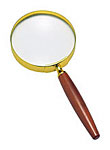 High Quality White Glass Lens,Brass Frame,Gold Plated with Wooden Handle